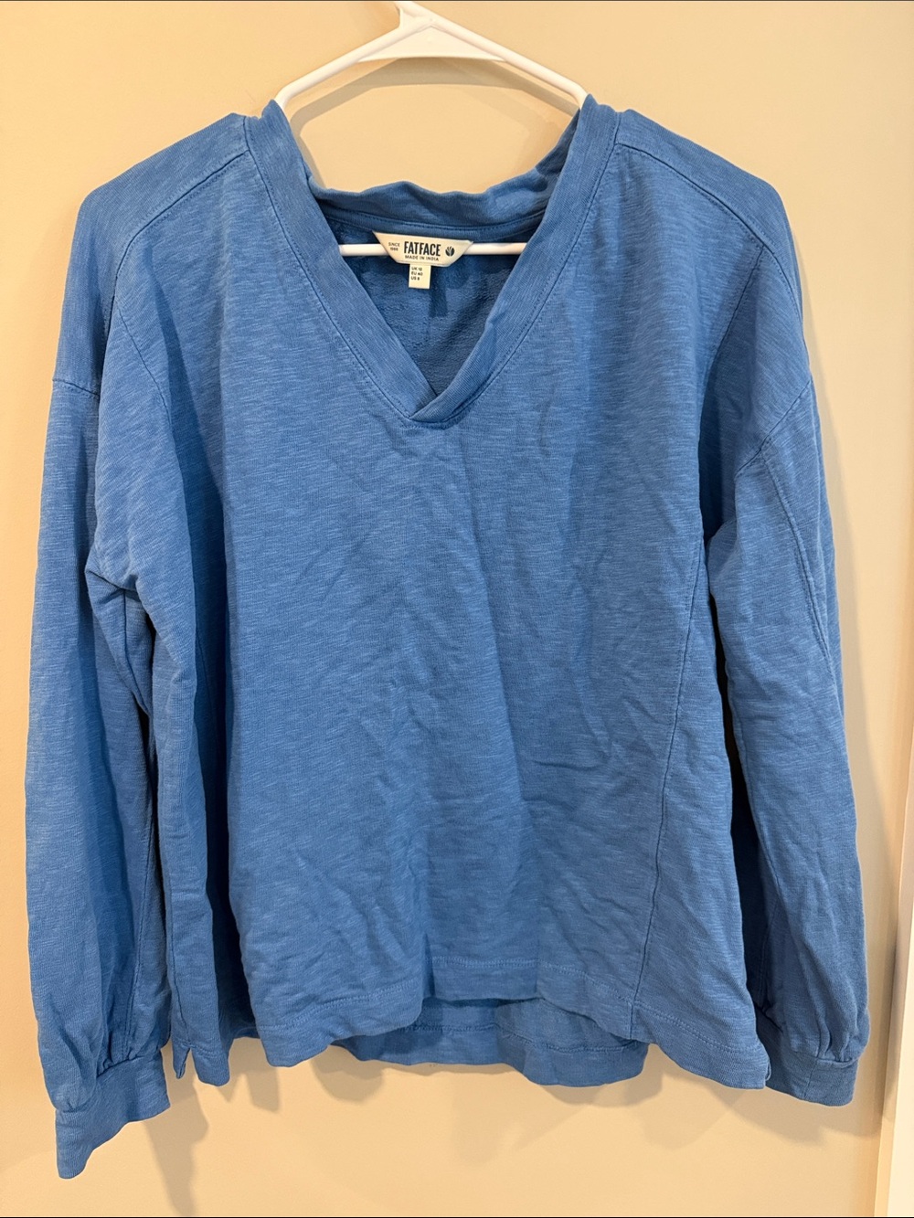 Fat Face Blue Long-Sleeve V-Neck Top